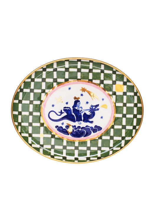 Oval Plate with Dragon