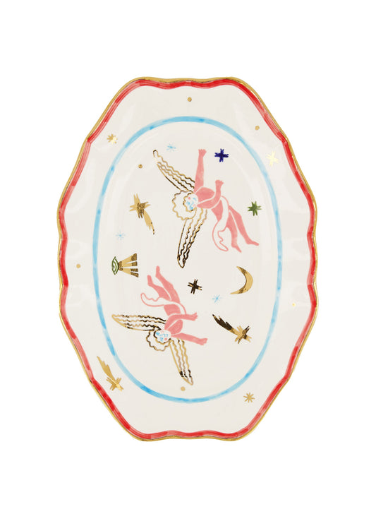 Tiger oval plate with angels