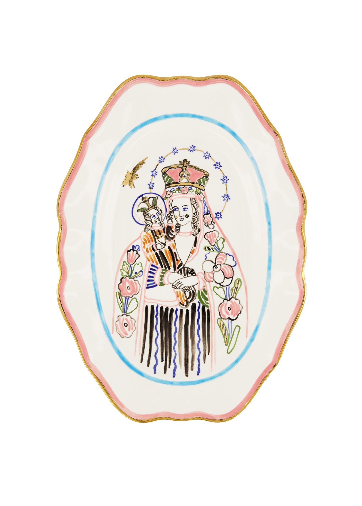 Tiger oval plate with the image of Mary, mother of Jesus