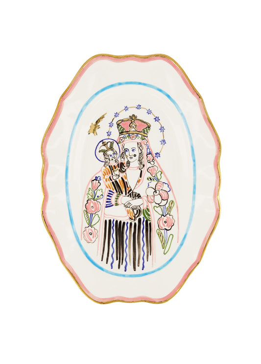 Tiger oval plate with the image of Mary, mother of Jesus