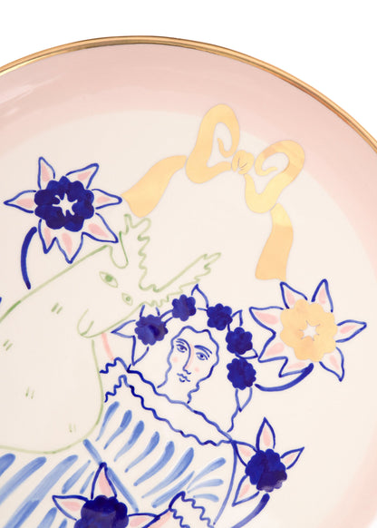 Lady with a Deer Round Plate 32 cm