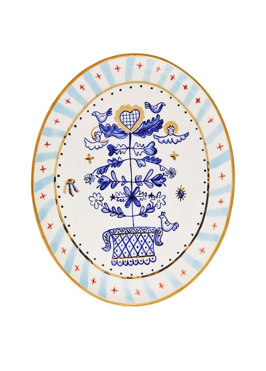 Oval plate with a Tree of life