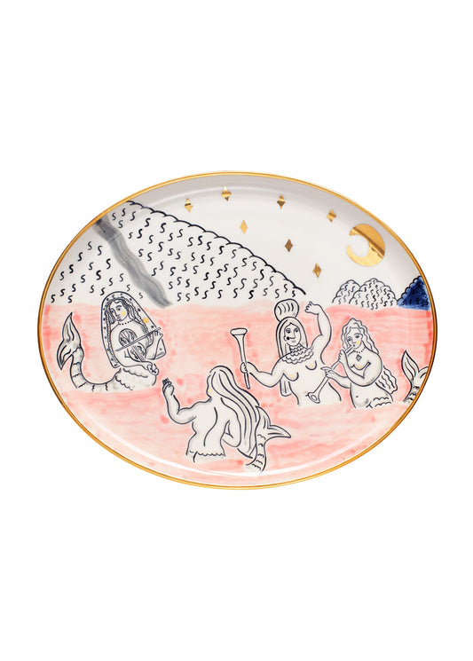 Vedmid-Hora and Mermaids Oval Plate