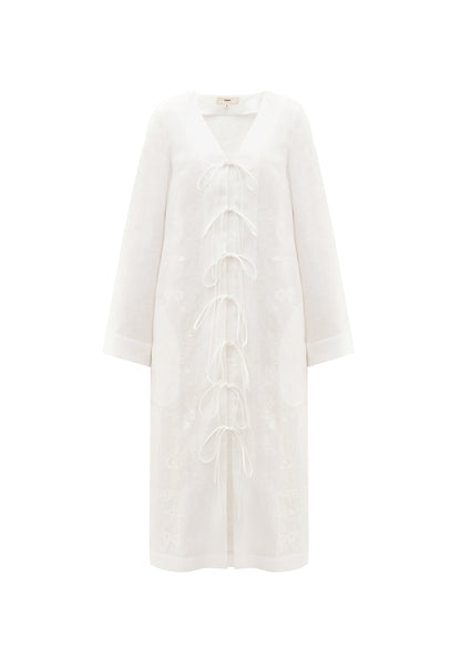 Zena Robe With Ties in Milk