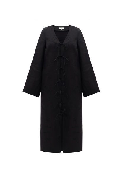Zena Robe With Ties in Black