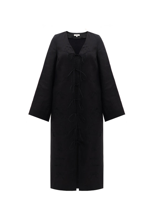 Zena Robe With Ties in Black