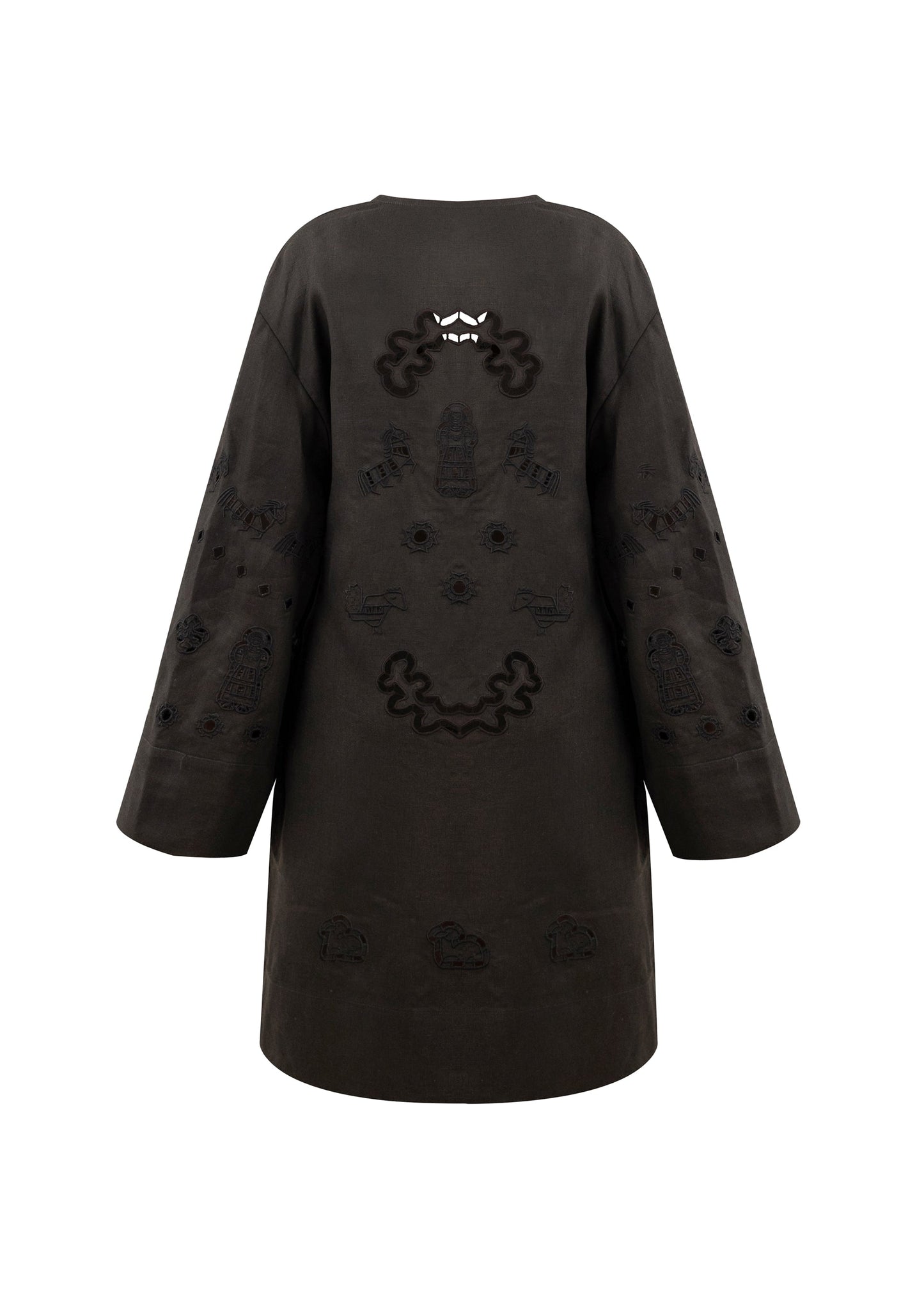 Liana Embroidered Robe in Black