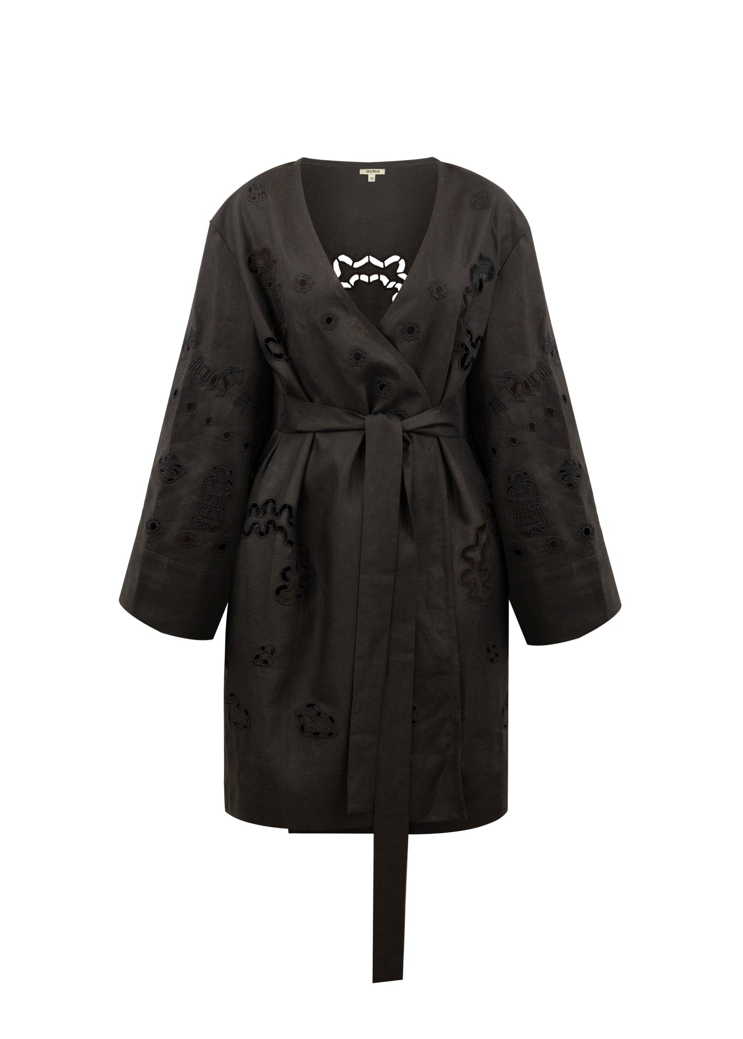 Liana Embroidered Robe in Black