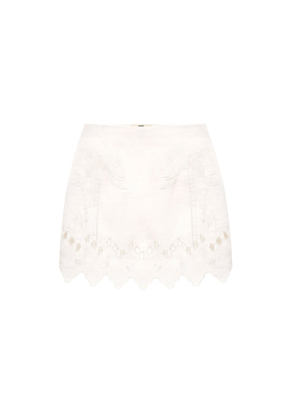 Yasna Embroidered Skirt in Milk