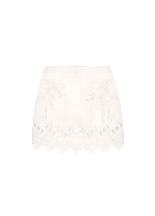 Yasna Embroidered Skirt in Milk