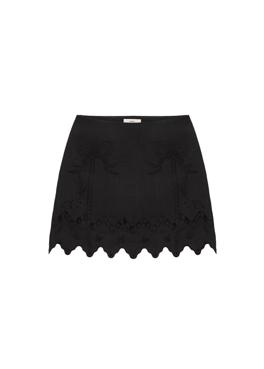 Yasna Embroidered Skirt in Black