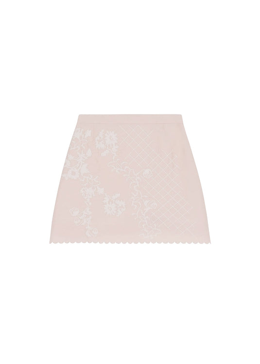 Mini skirt with Tyn Embroidery in pink