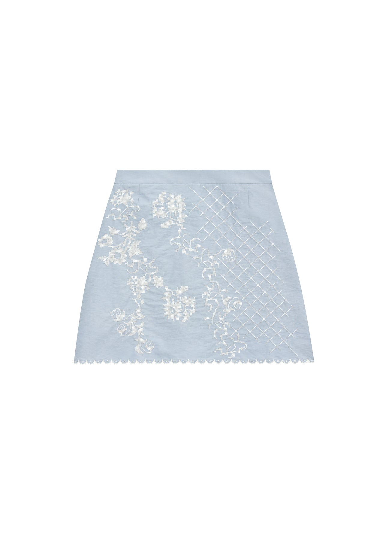 Mini skirt with Tyn Embroidery in blue slide 1