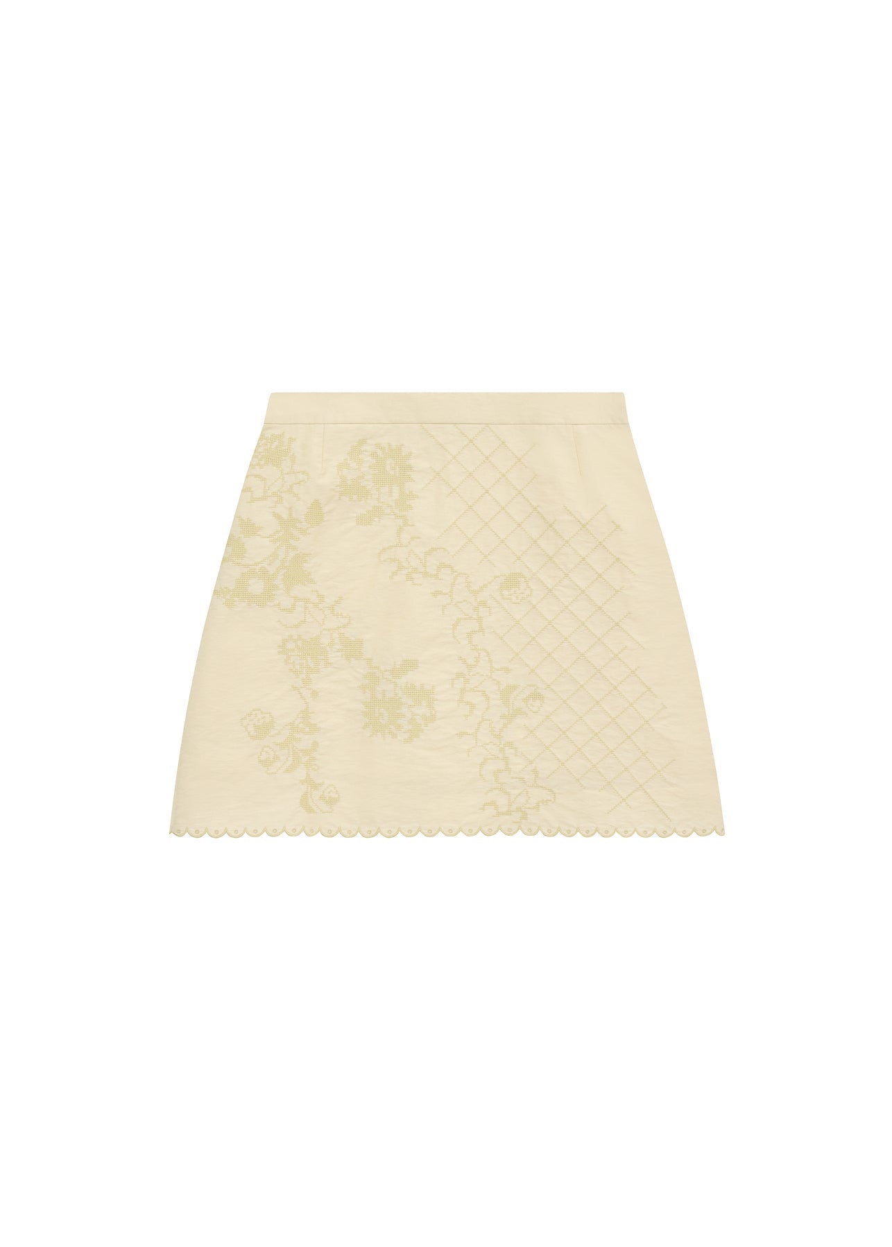 Mini skirt with Tyn Embroidery in yellow