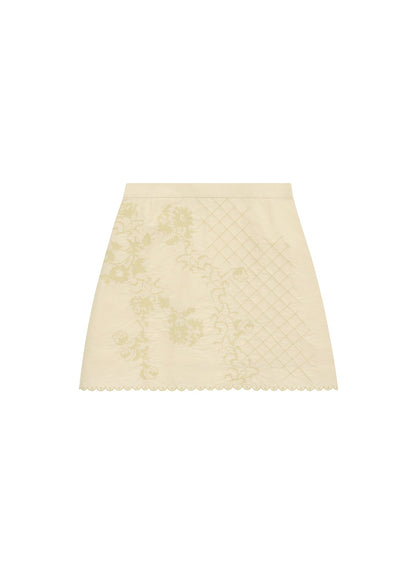 Mini skirt with Tyn Embroidery in yellow