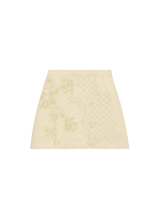 Mini skirt with Tyn Embroidery in yellow
