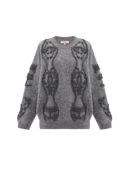 Flowers Sweater in Grey