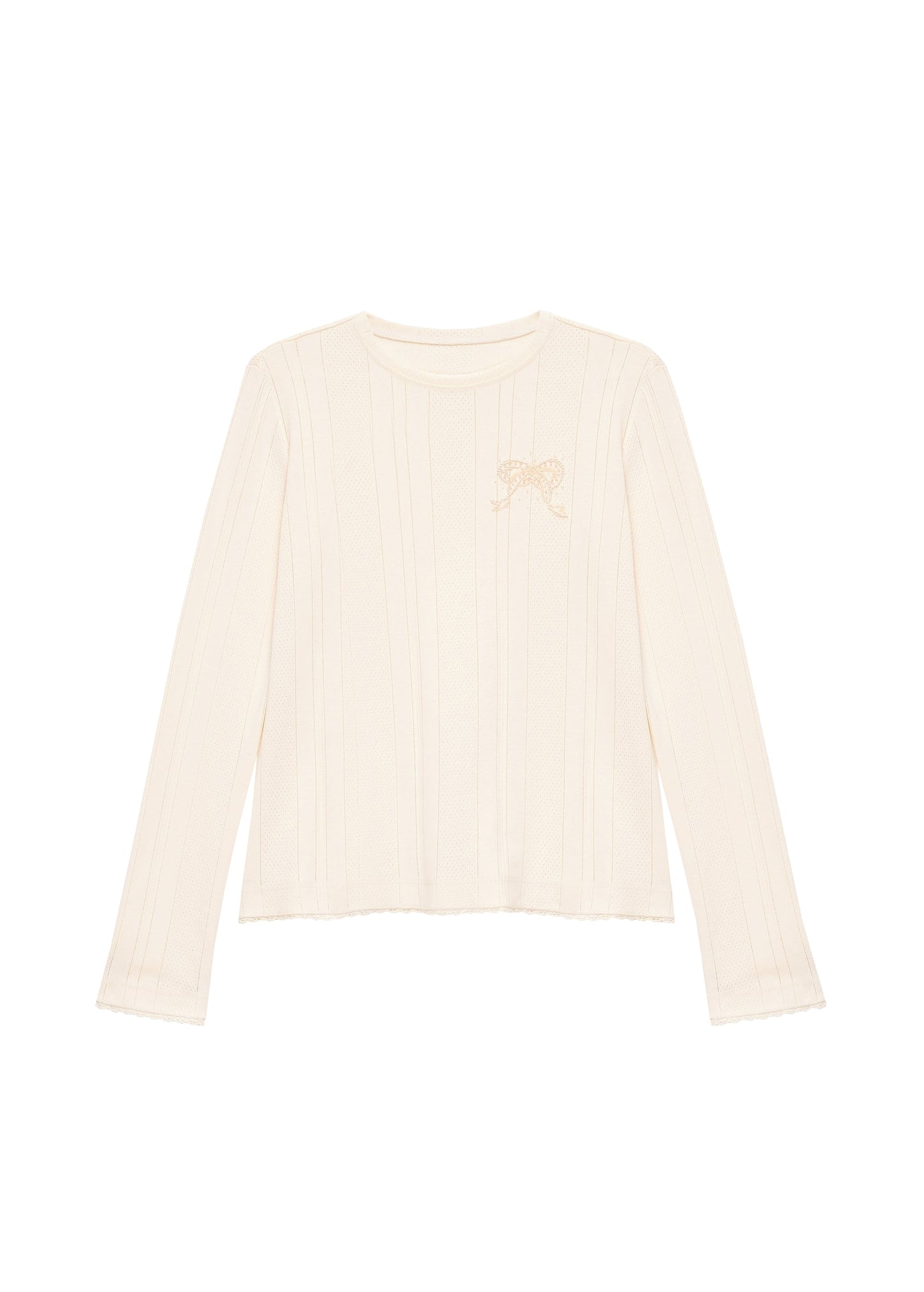 Textured Long Sleeve Top in Milk