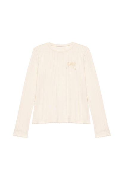 Textured Long Sleeve Top in Milk