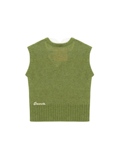 Lace-trimmed Vest in Green