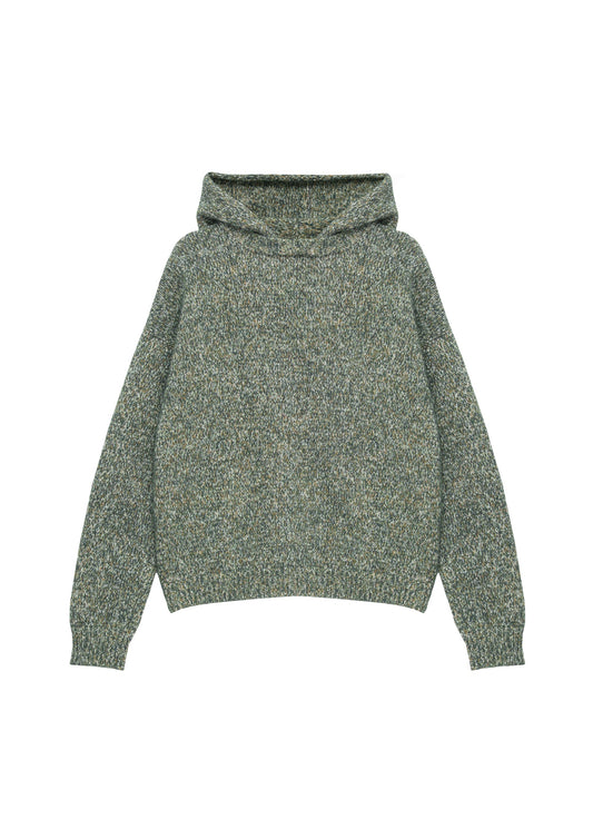 Hooded Mélange Sweater in Green