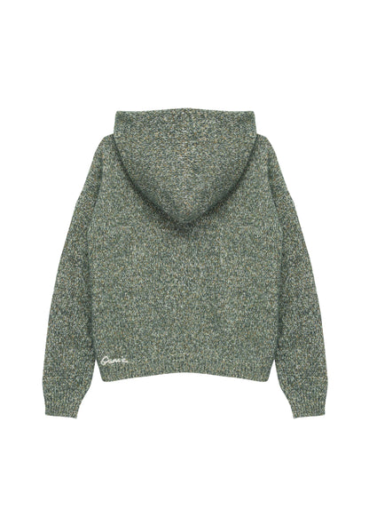 Hooded Mélange Sweater in Green