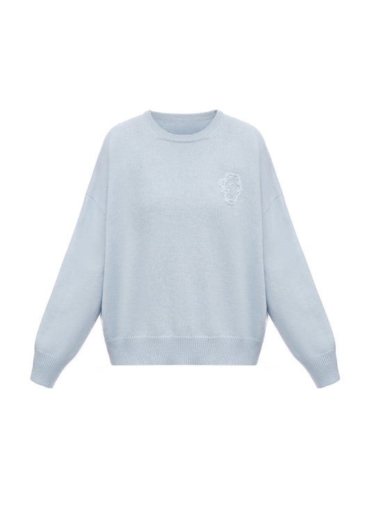 Sweater with GUNIA Embroidery in Blue