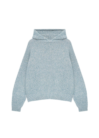 Hooded Mélange Sweater in Blue