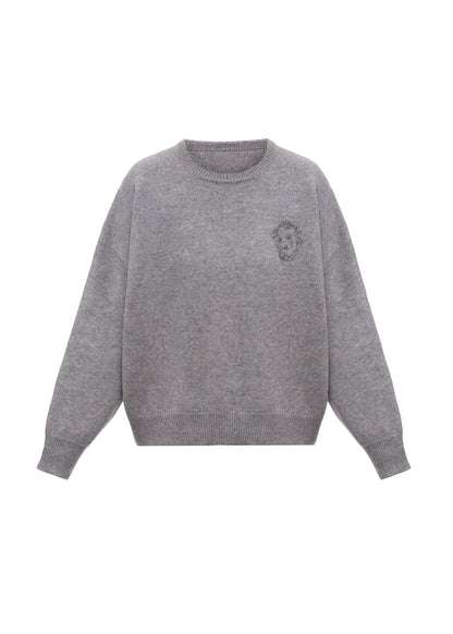 Sweater with GUNIA Embroidery in Grey