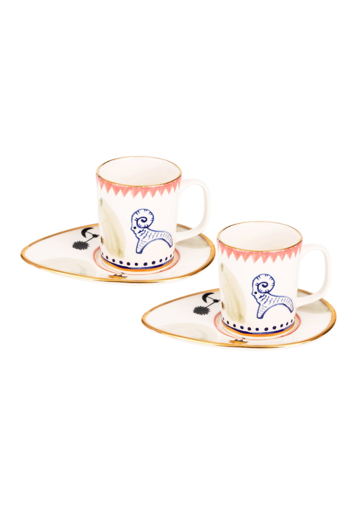 Coffee Mugs and Saucers Set Vesna