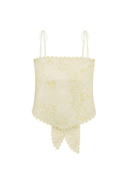Bandana Top with Tyn Embroidery in yellow