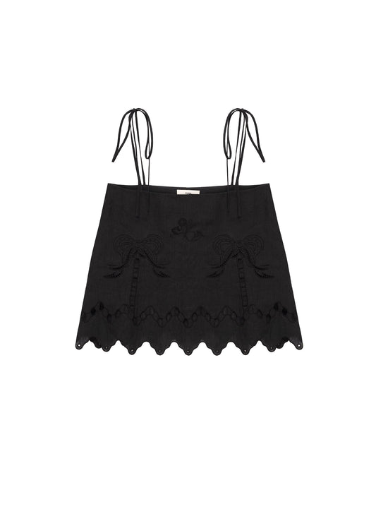 Yasna Embroidered Top in Black