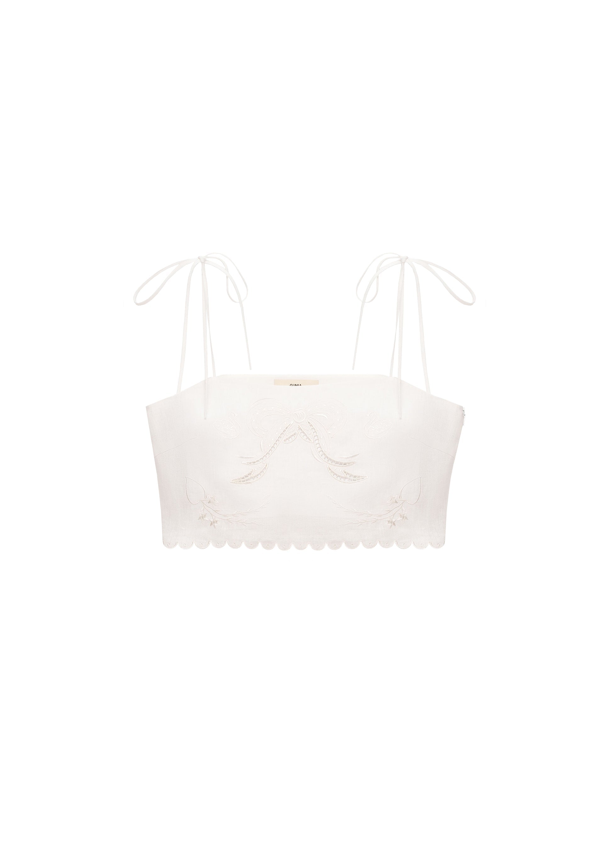 Yasna Embroidered Bra in Milk slide 1