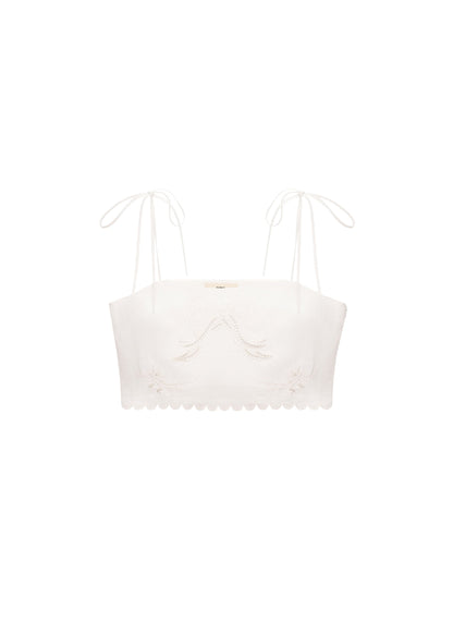 Yasna Embroidered Bra in Milk