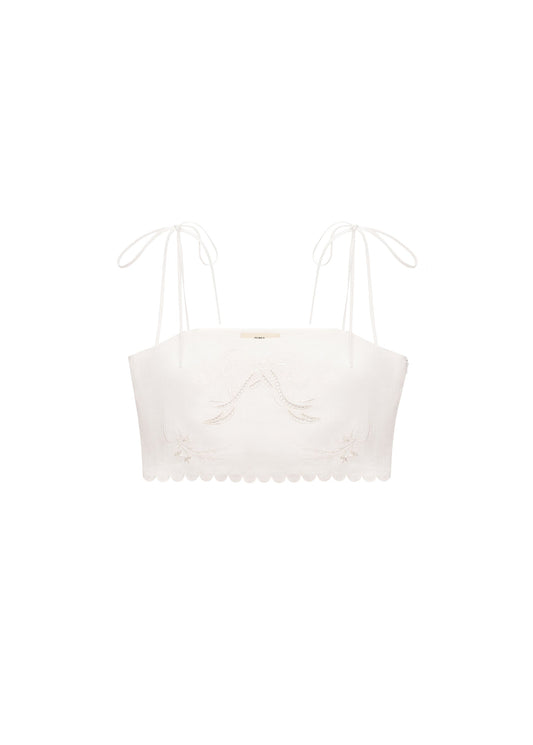 Yasna Embroidered Bra in Milk
