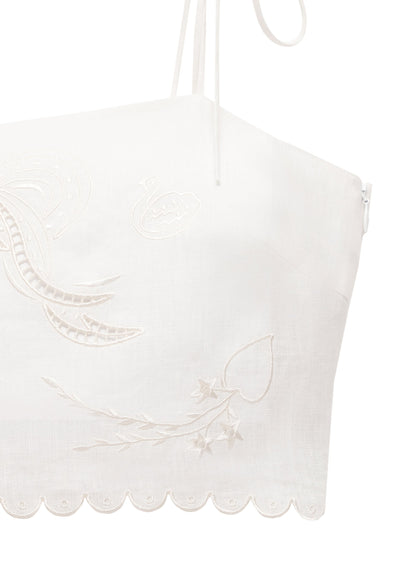 Yasna Embroidered Bra in Milk