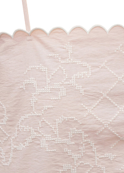 Open Back Embroidered Top in pink