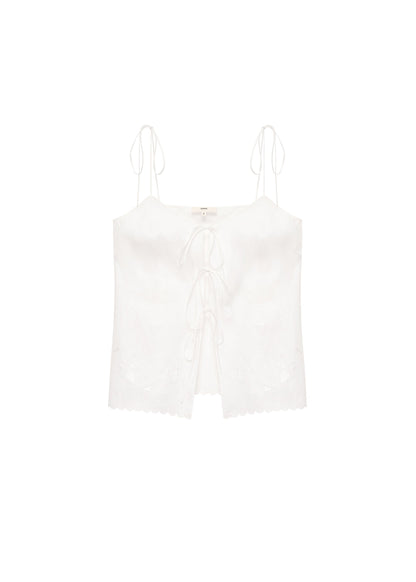 Eva tie-strap Tank Top in Milk