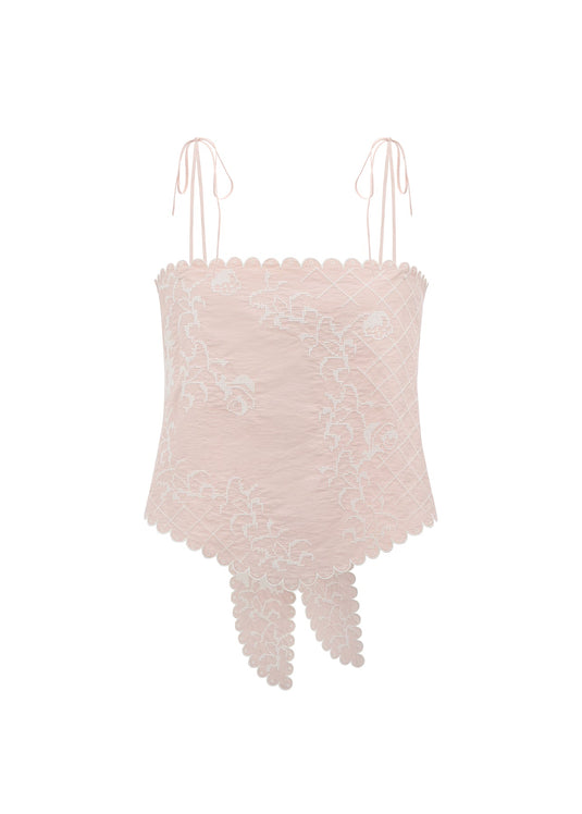 Bandana Top with Tyn Embroidery in pink