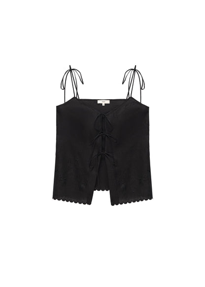 Eva tie-strap Tank Top in Black