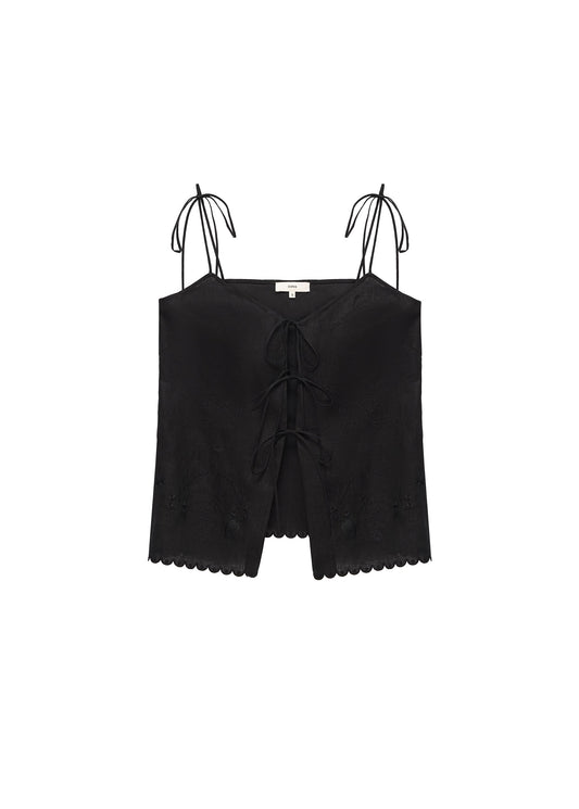 Eva tie-strap Tank Top in Black