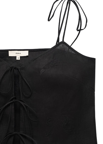Eva tie-strap Tank Top in Black