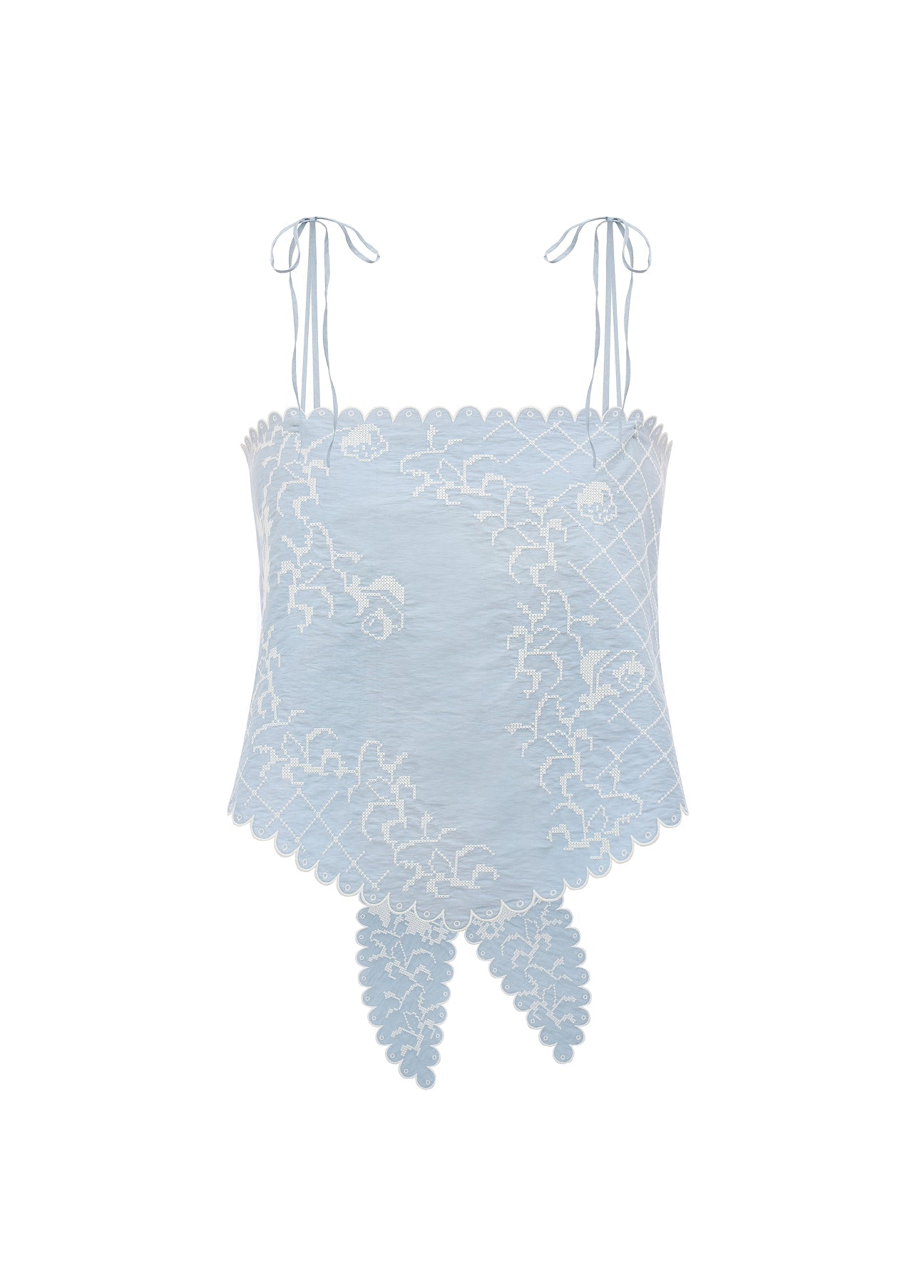 Bandana Top with Tyn Embroidery in blue slide 1