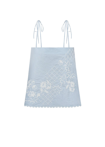 Top with Tyn Embroidery in blue