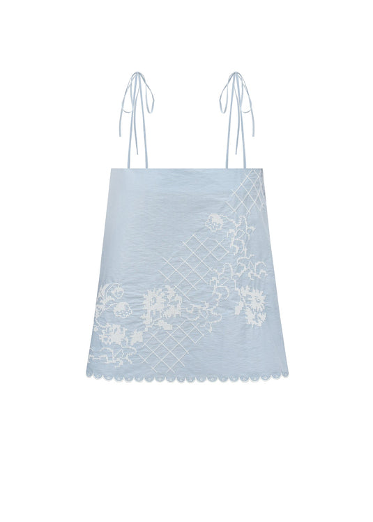 Top with Tyn Embroidery in blue
