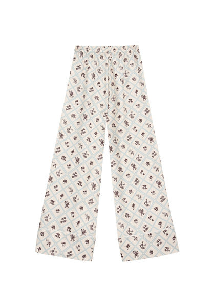 Silk Pants in Ruzha Pattern in milk