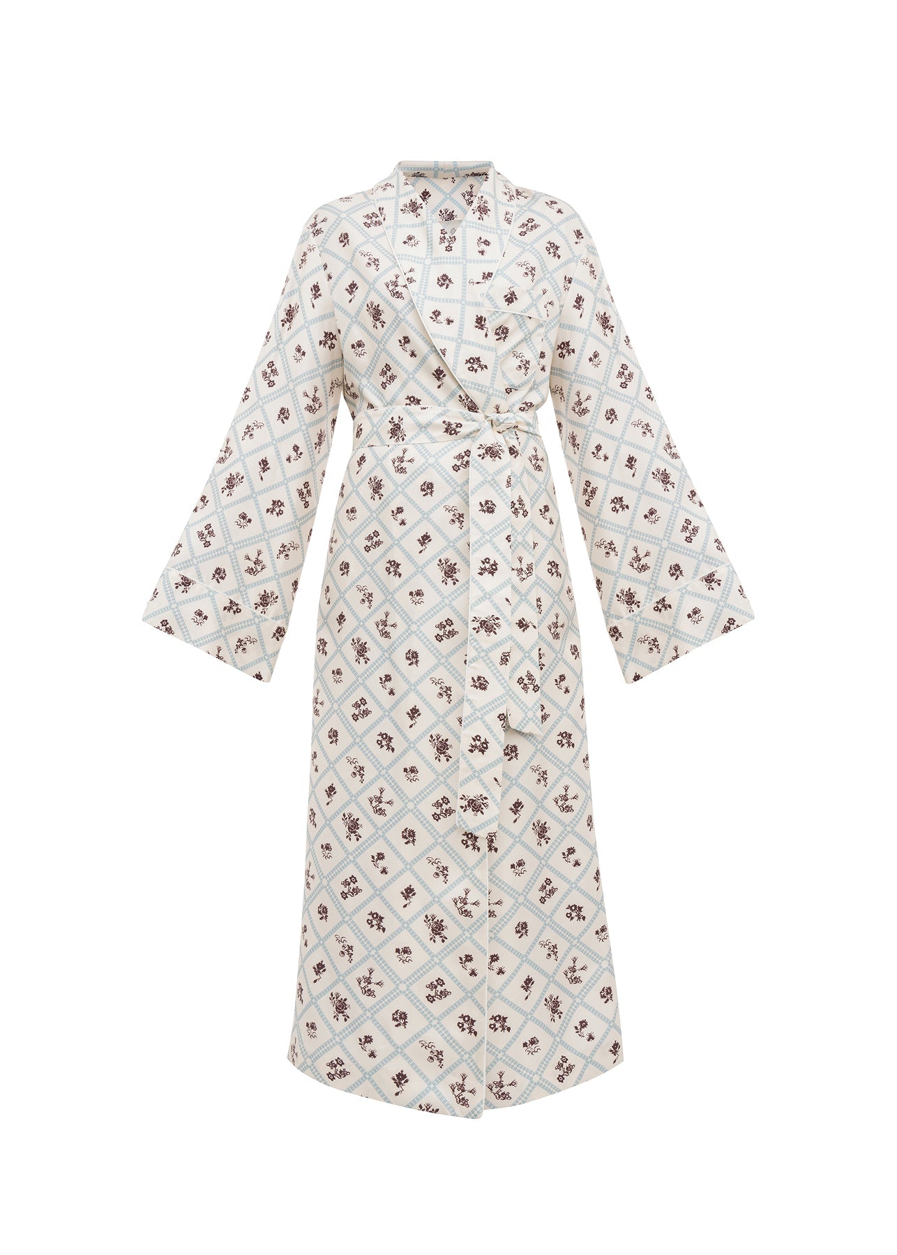 Silk Robe in Ruzha Pattern in milk