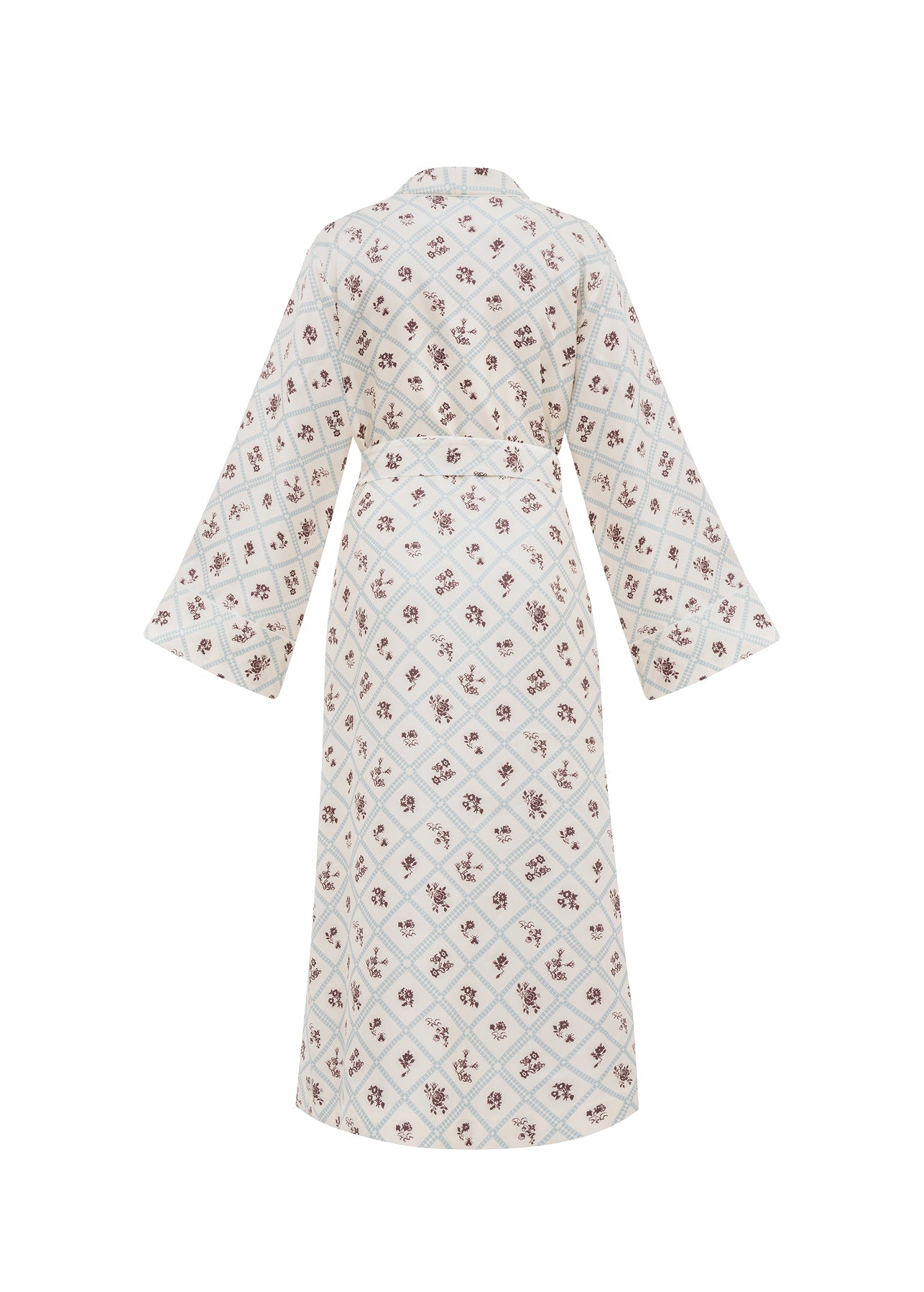 Silk Robe in Ruzha Pattern in milk