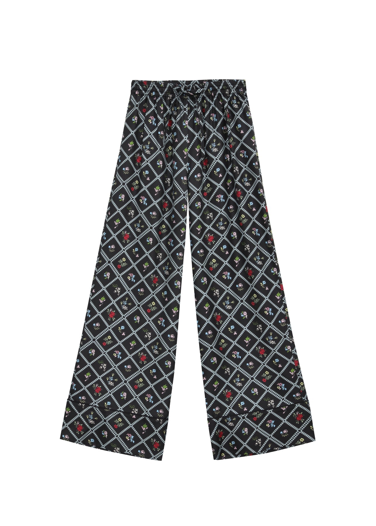 Silk Pants in Ruzha Pattern in black