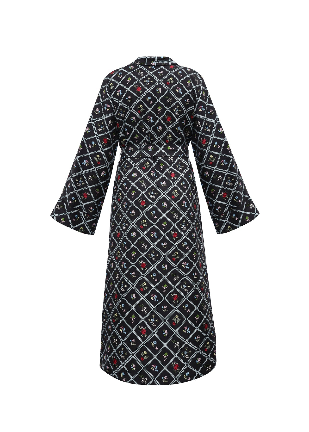 Silk Robe in Ruzha Pattern in black
